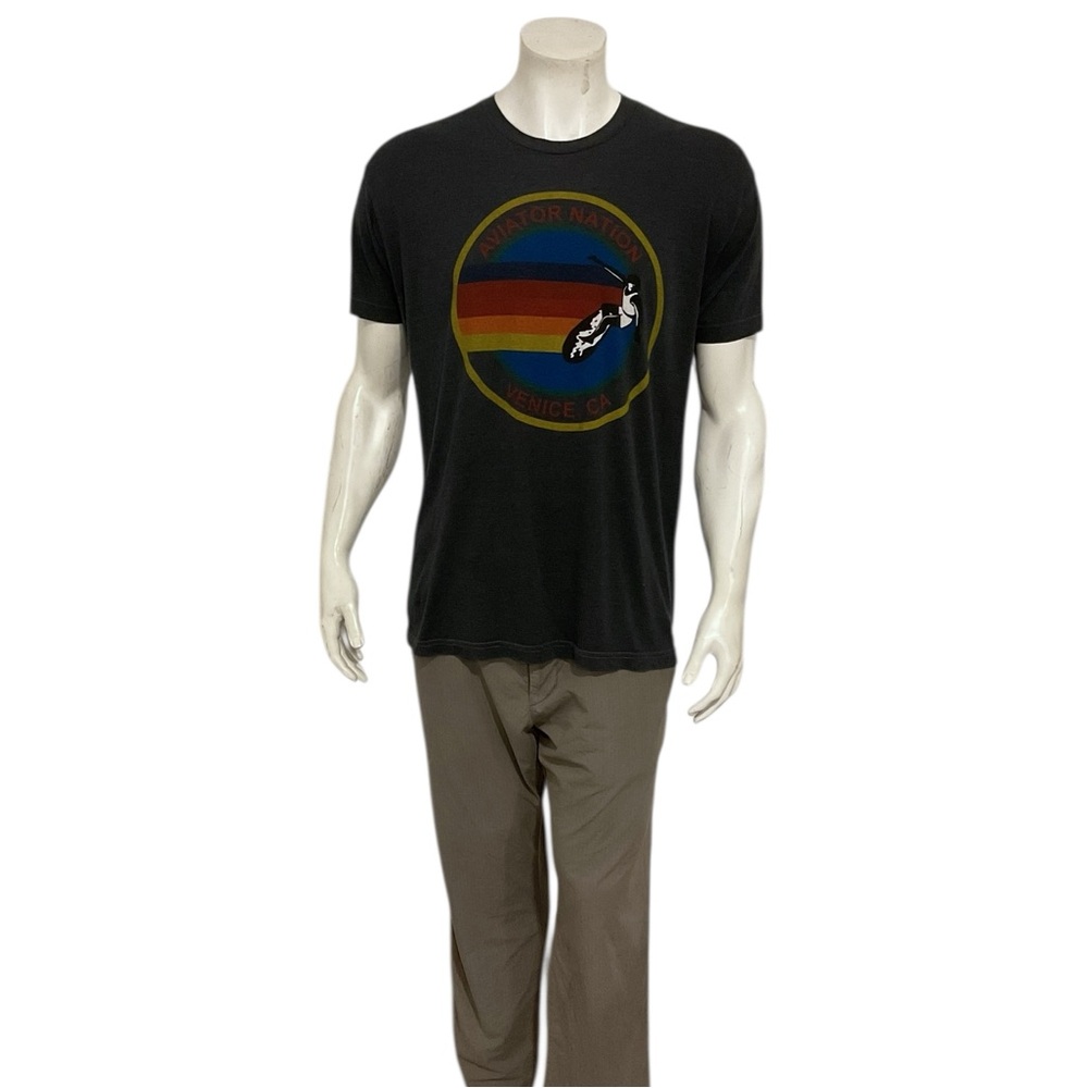 Aviator Nation Men’s Grey Surfer Crewneck T Shirt